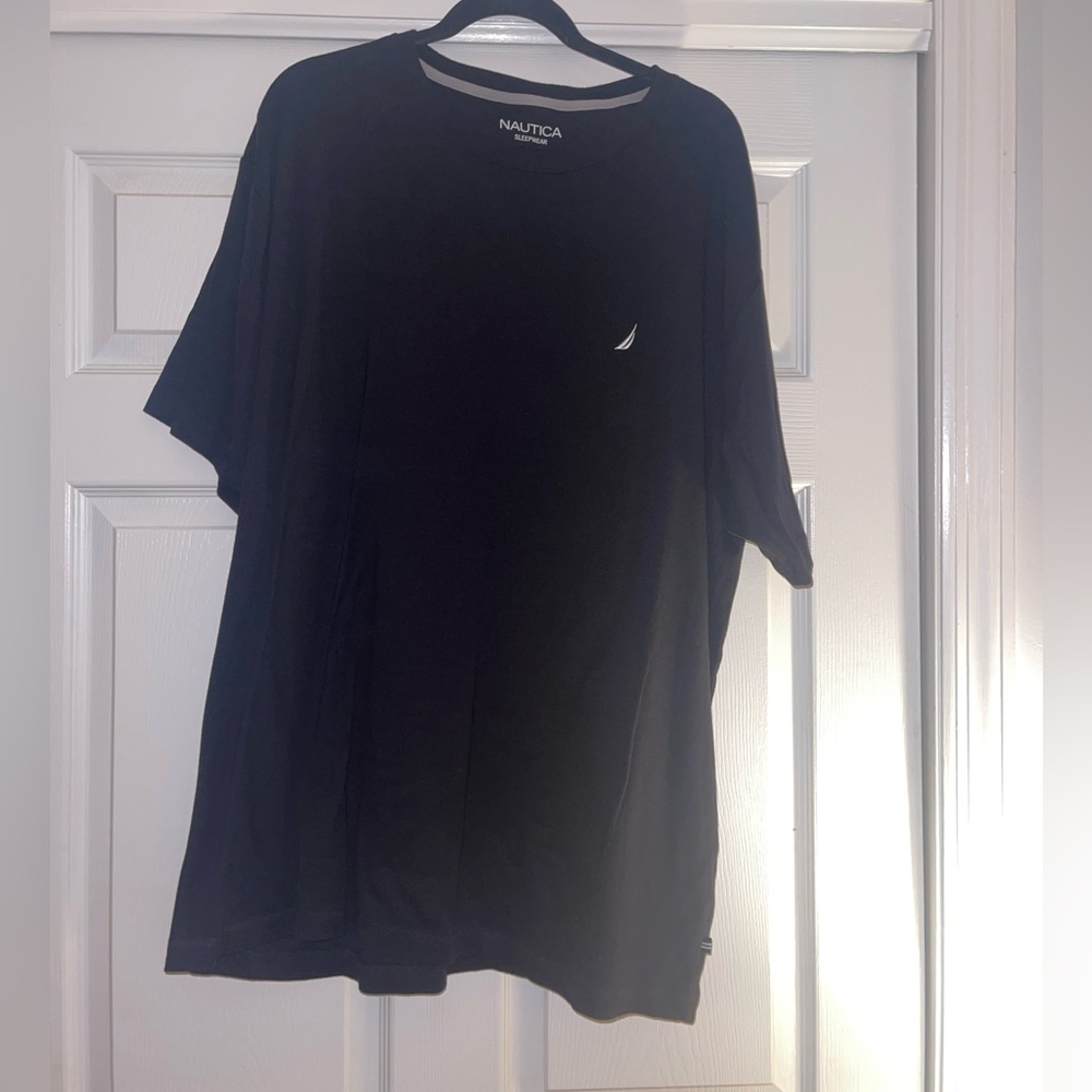 Nautica Black Short Sleeve Sleep Tee Classic Crew Neck